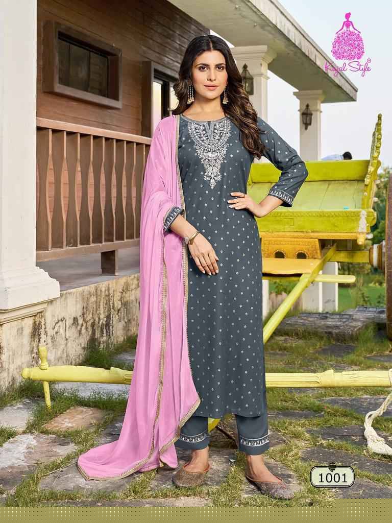 Rangrez By Kajal Style 1001 To 1004 Series Beautiful Festive Suits Colorful Stylish Fancy Casual Wear & Ethnic Wear Rayon Foil Dresses At Wholesale Price
