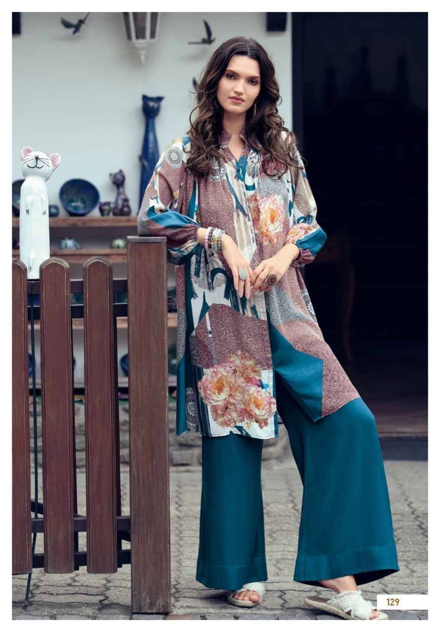 Fusion By Varsha 129 To 131 Series Designer Stylish Fancy Colorful Beautiful Party Wear & Ethnic Wear Collection Muslin Print Tops With Bottom At Wholesale Price