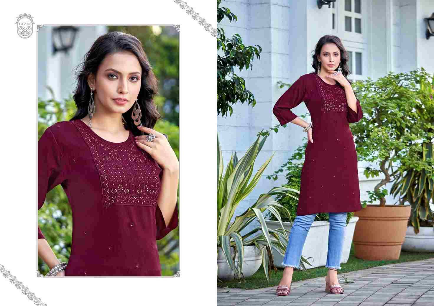 Priya By Kalaroop 13762 To 13769 Series Designer Stylish Fancy Colorful Beautiful Party Wear & Ethnic Wear Collection Heavy Rayon Embroidered Kurtis At Wholesale Price