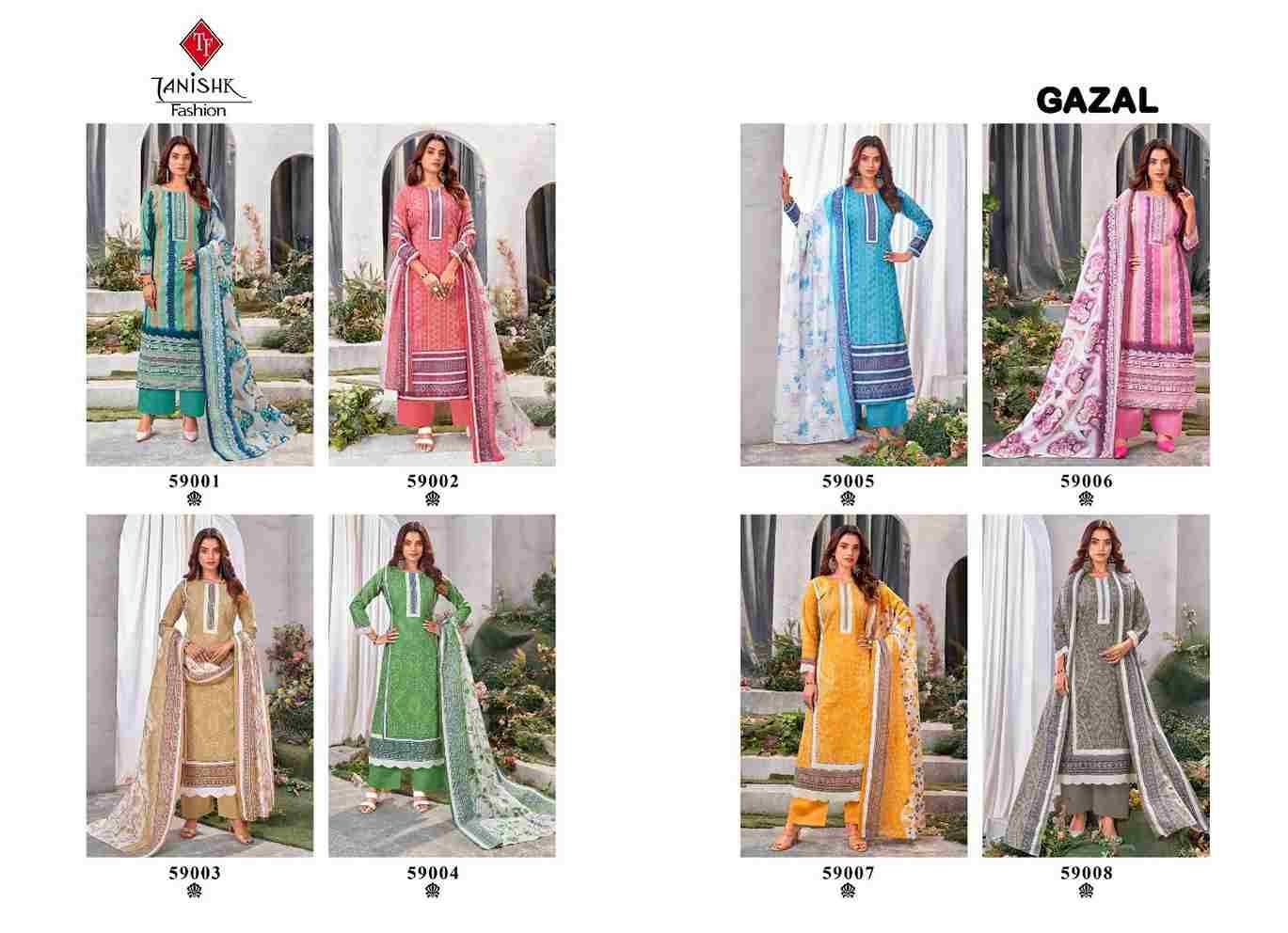 Gazal By Tanishk Fashion 59001 To 59008 Series Beautiful Festive Suits Colorful Stylish Fancy Casual Wear & Ethnic Wear Semi Lawn Cotton Print Dresses At Wholesale Price