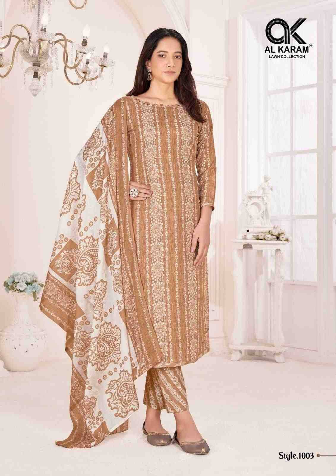 Tamanna By Al Karam Lawn Collection 1001 To 1010 Series Beautiful Festive Suits Stylish Fancy Colorful Casual Wear & Ethnic Wear Pure Cotton Print Dresses At Wholesale Price