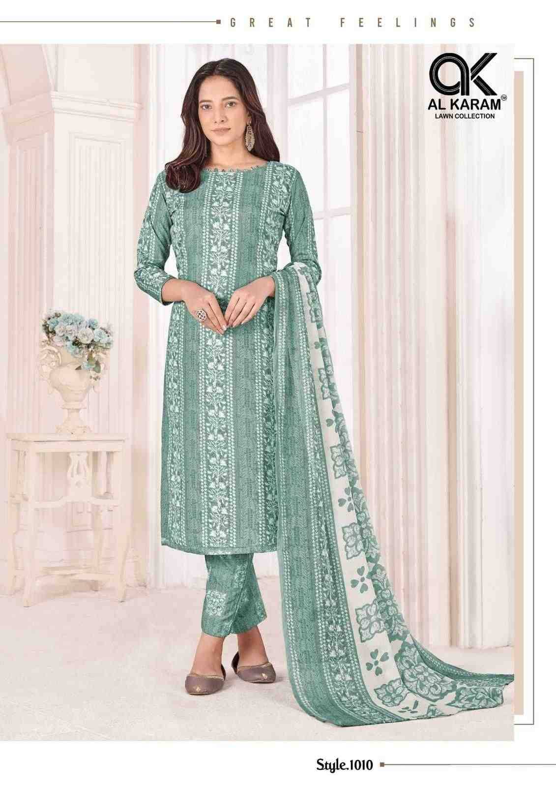 Tamanna By Al Karam Lawn Collection 1001 To 1010 Series Beautiful Festive Suits Stylish Fancy Colorful Casual Wear & Ethnic Wear Pure Cotton Print Dresses At Wholesale Price