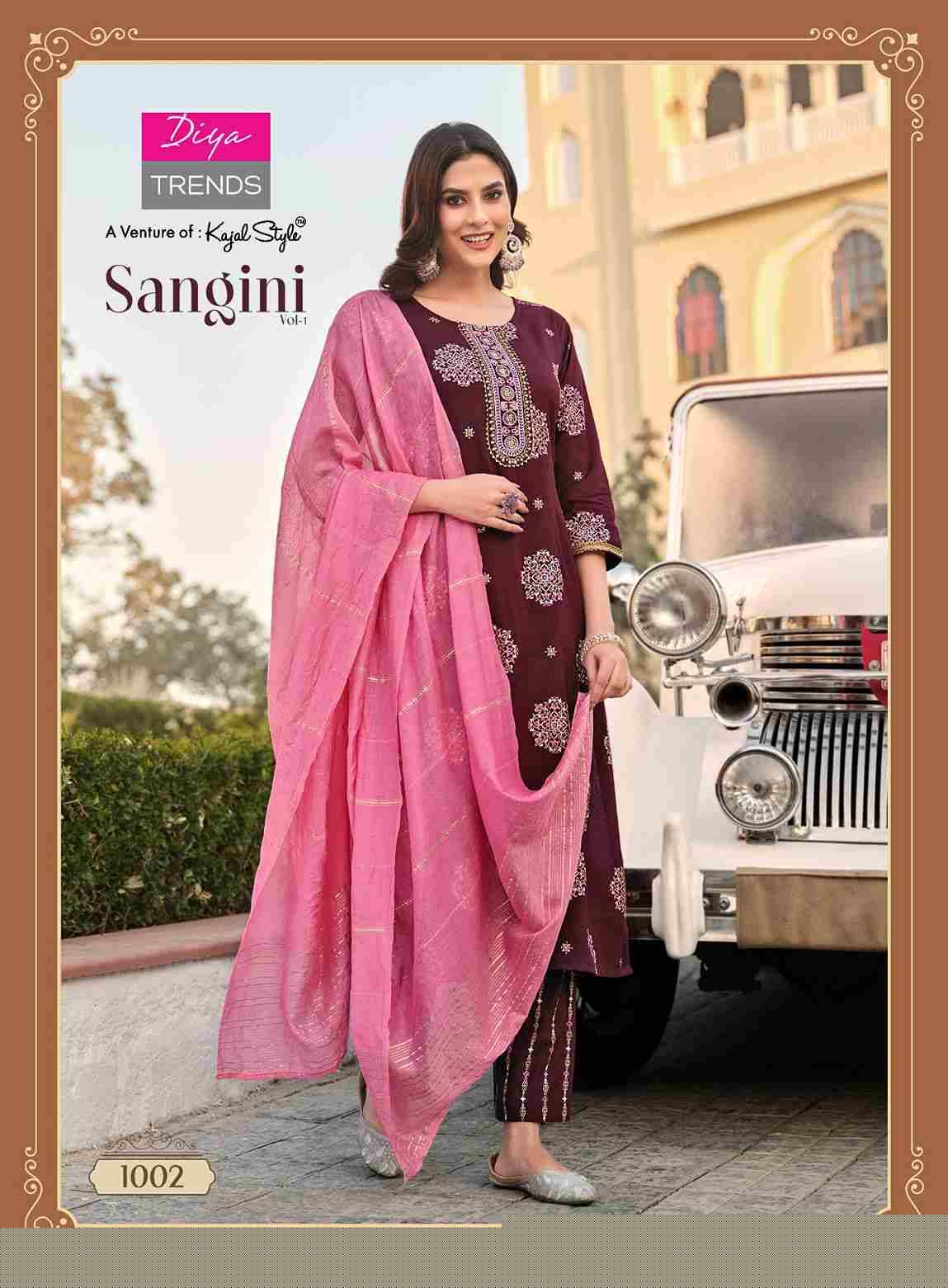 Sangini Vol-1 By Diya Trends 1001 To 1010 Series Festive Suits Beautiful Fancy Colorful Stylish Party Wear & Occasional Wear Rayon Print Dresses At Wholesale Price