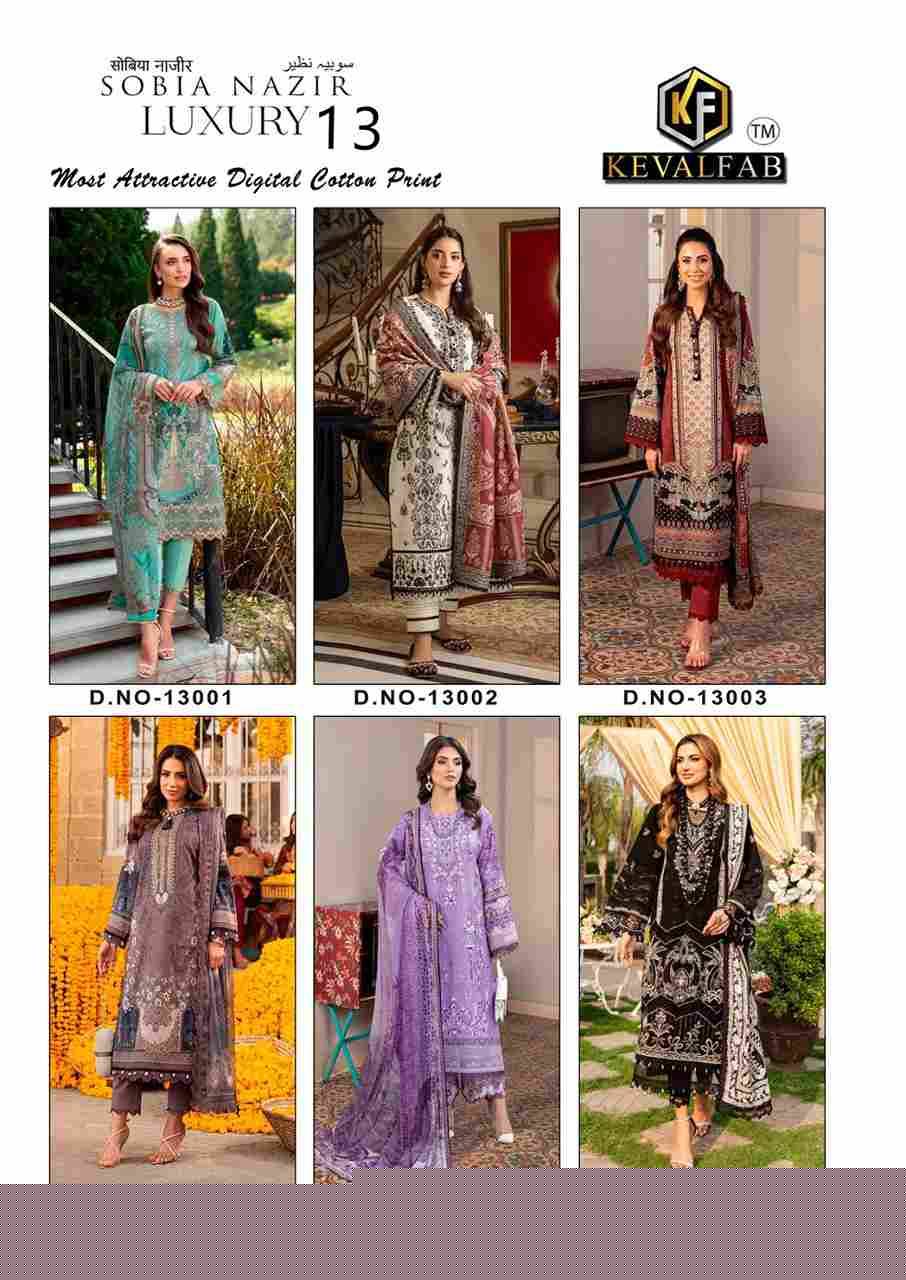 Sobia Nazir Vol-13 By Keval Fab 13001 To 13006 Series Beautiful Festive Suits Colorful Stylish Fancy Casual Wear & Ethnic Wear Cotton Print Dresses At Wholesale Price