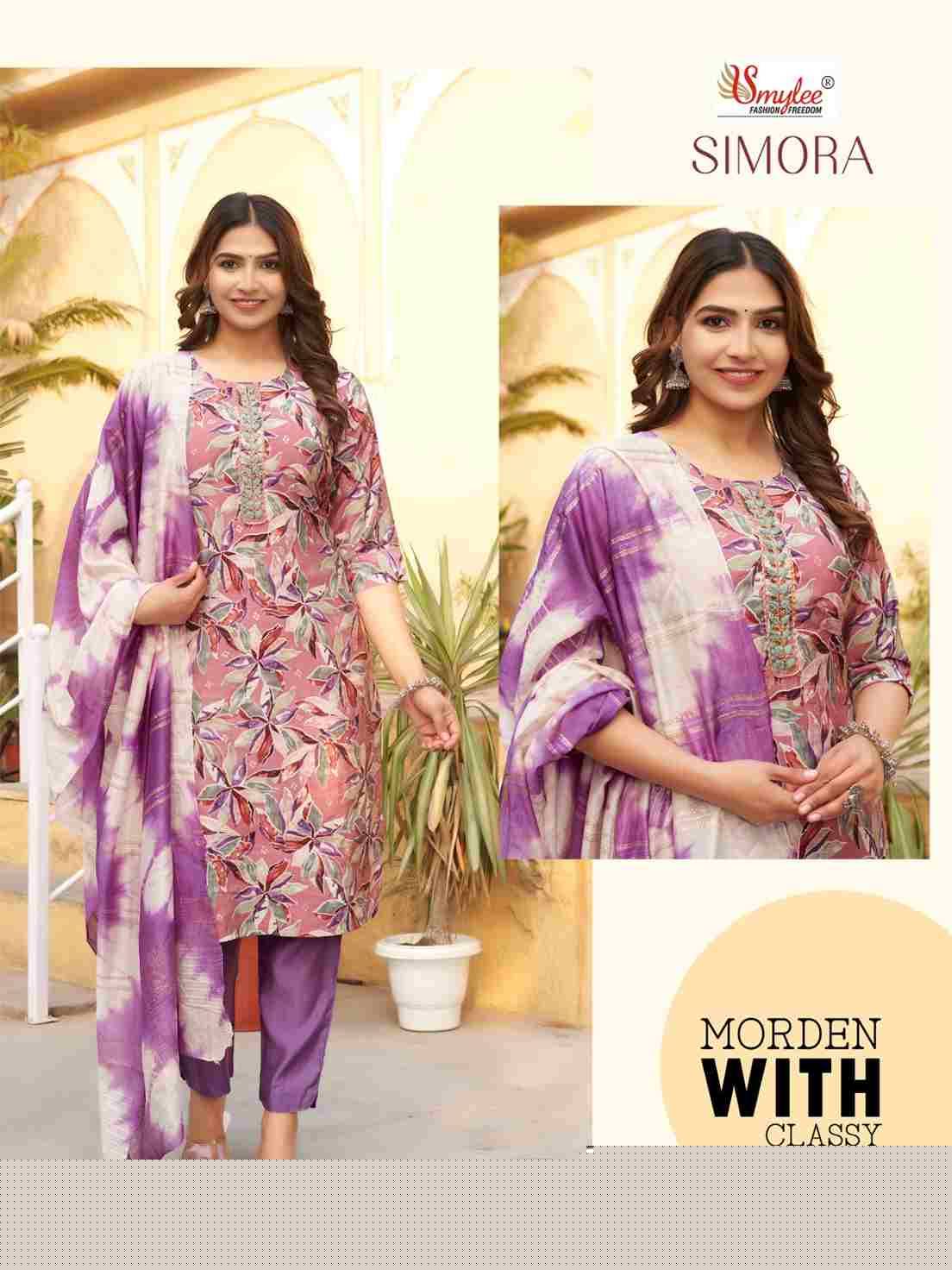 Simora By Smylee 1001 To 1008 Series Beautiful Stylish Suits Fancy Colorful Casual Wear & Ethnic Wear & Ready To Wear Modal Silk Dresses At Wholesale Price