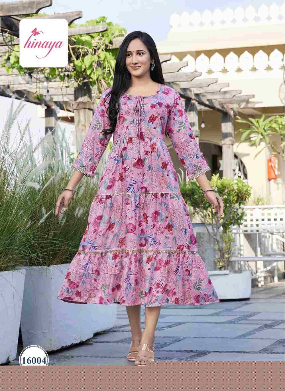 Rashi Vol-16 By Hinaya 16001 To 16004 Series Designer Stylish Fancy Colorful Beautiful Party Wear & Ethnic Wear Collection Rayon With Work Kurtis At Wholesale Price