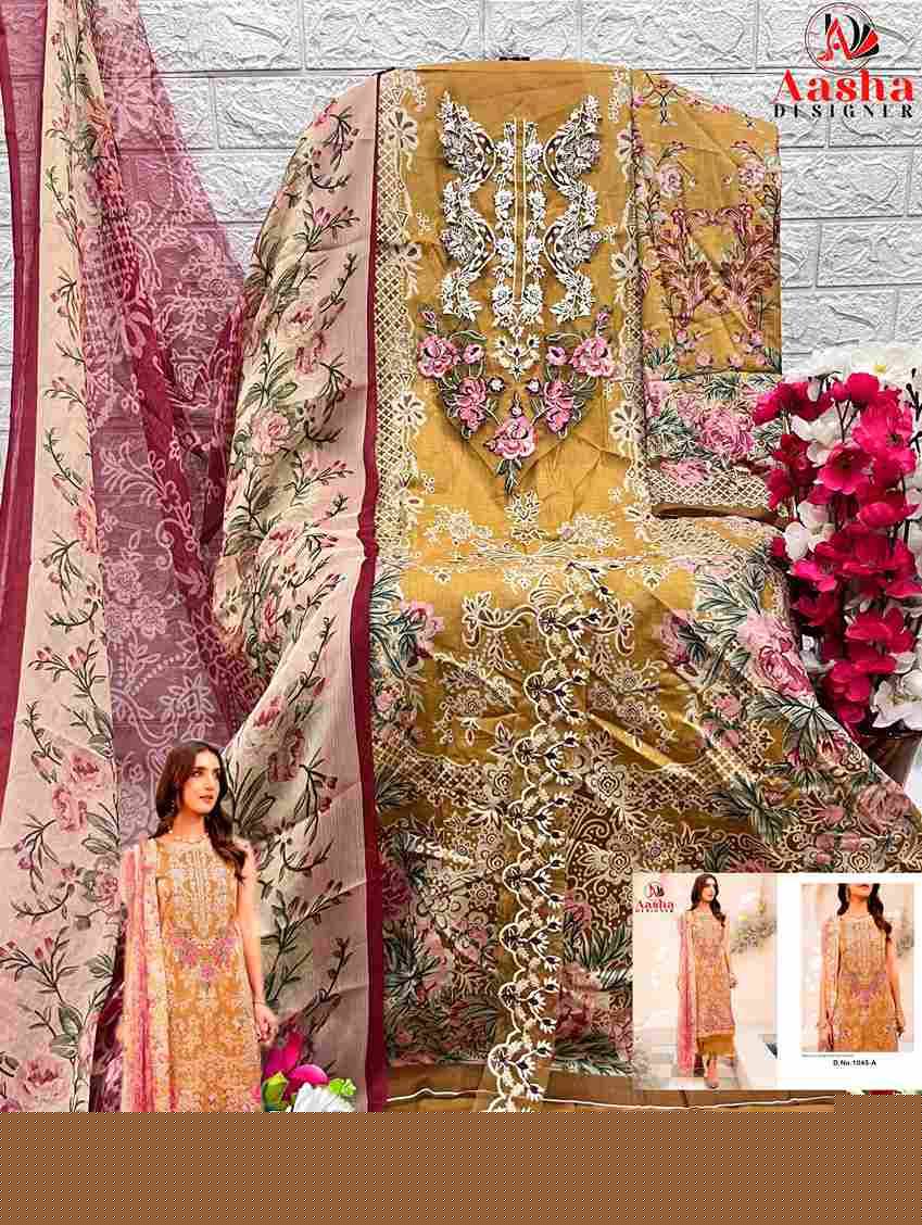 Needle Wonder Lawn Collection Vol-2 By Aasha Designer 1045-A To 1045-C Series Pakistani Suits Beautiful Fancy Colorful Stylish Party Wear & Occasional Wear Pure Cotton Embroidery Dresses At Wholesale Price