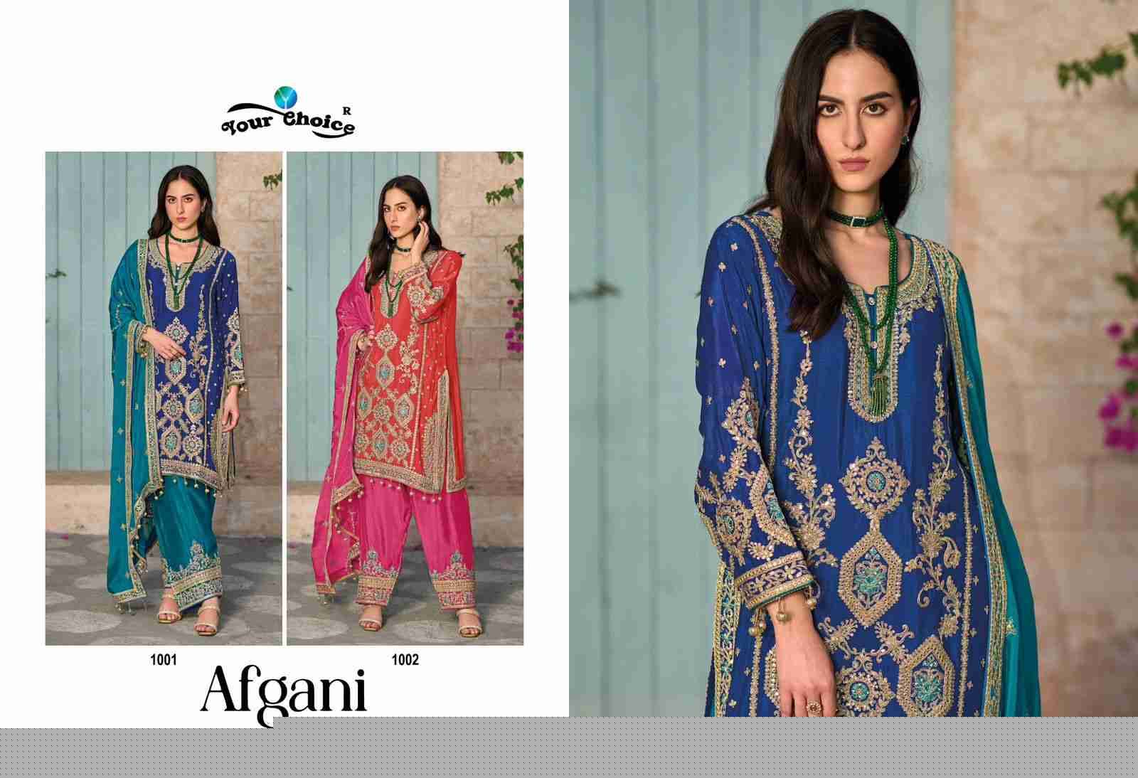 Afgani By Your Choice 1001 To 1002 Series Festive Suits Beautiful Fancy Colorful Stylish Party Wear & Occasional Wear Pure Chinnon Dresses At Wholesale Price