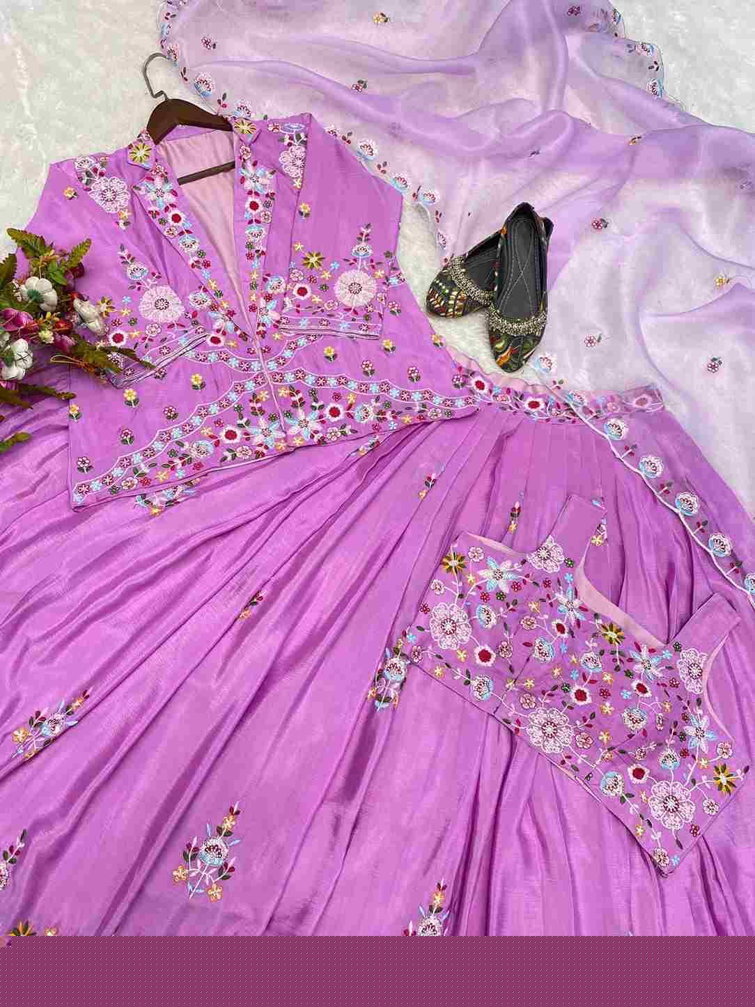 L-1855 By Fashid Wholesale 01 To 04 Series Indian Traditional Bridal Beautiful Stylish Designer Banarasi Silk Jacquard Embroidered Party Wear Chinnon Lehengas With Tube Choli At Wholesale Price