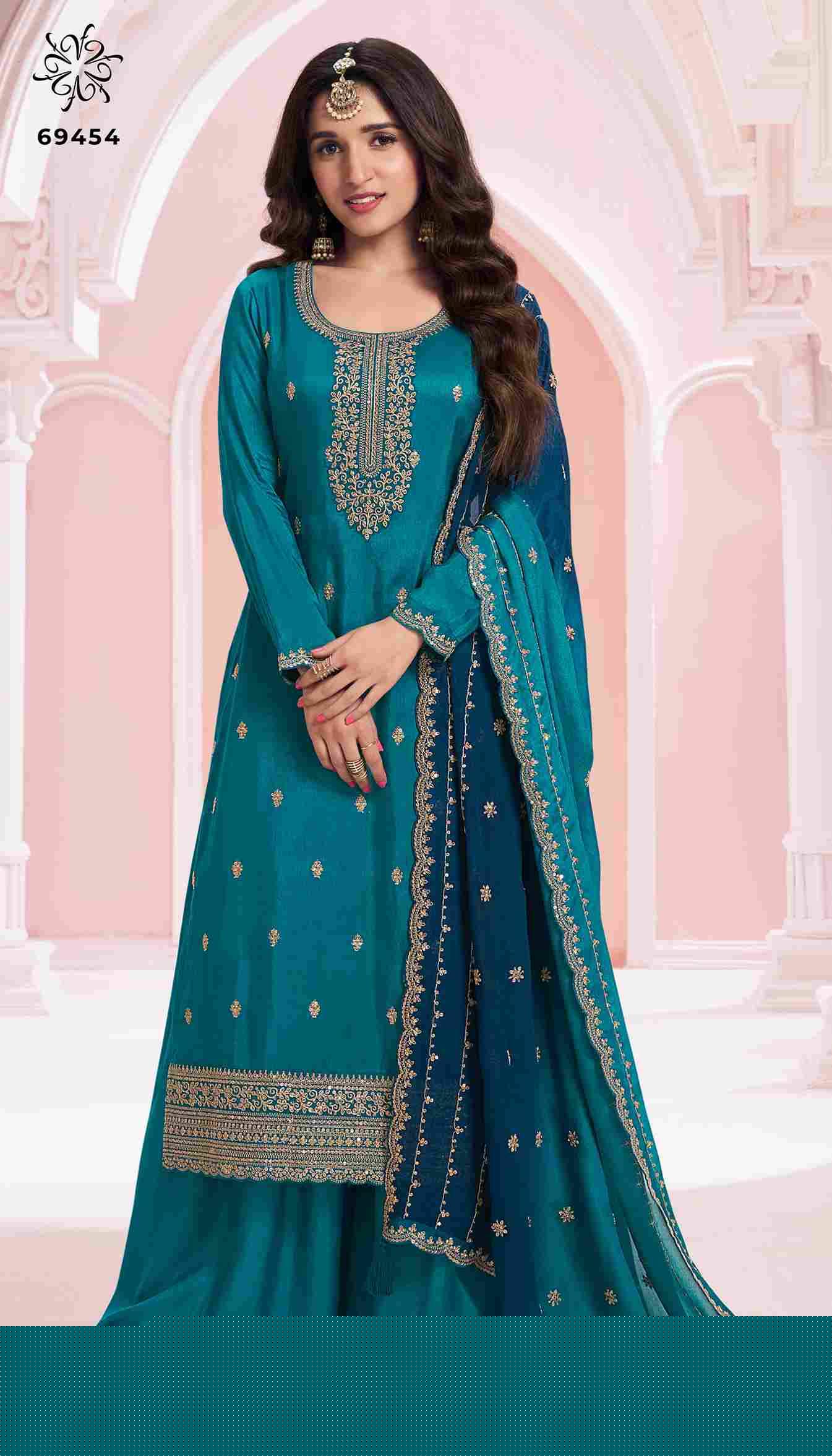 Suhaag By Vinay Fashion 69451 To 69454 Series Designer Festive Suits Collection Beautiful Stylish Fancy Colorful Party Wear & Occasional Wear Pure Silk Georgette Embroidered Dresses At Wholesale Price
