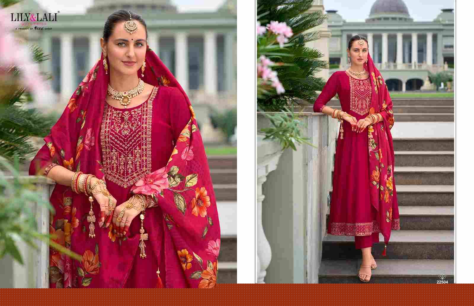 Karwa Anarkali By Lily And Lali 22501 To 22506 Series Designer Festive Suits Collection Beautiful Stylish Fancy Colorful Party Wear & Occasional Wear Vichitra Silk Dresses At Wholesale Price