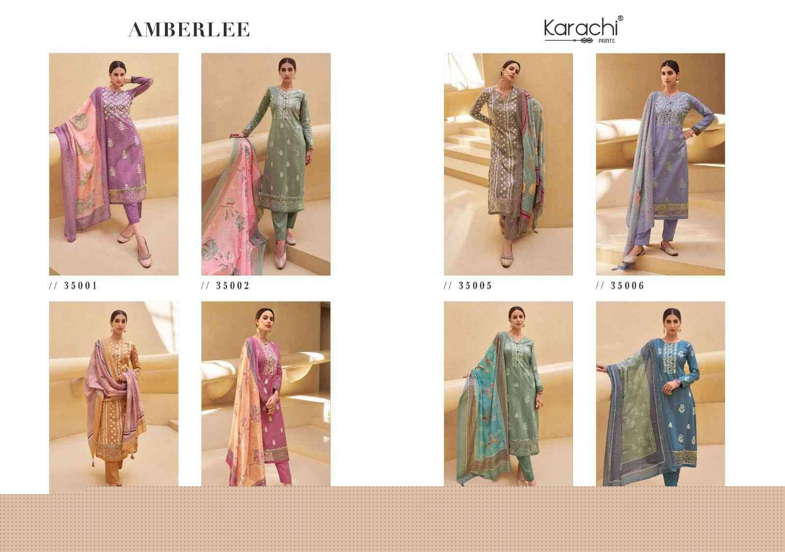 Amberlee By Karachi Prints 35001 To 35008 Series Beautiful Festive Suits Colorful Stylish Fancy Casual Wear & Ethnic Wear Pure Jam Satin Print With Work Dresses At Wholesale Price