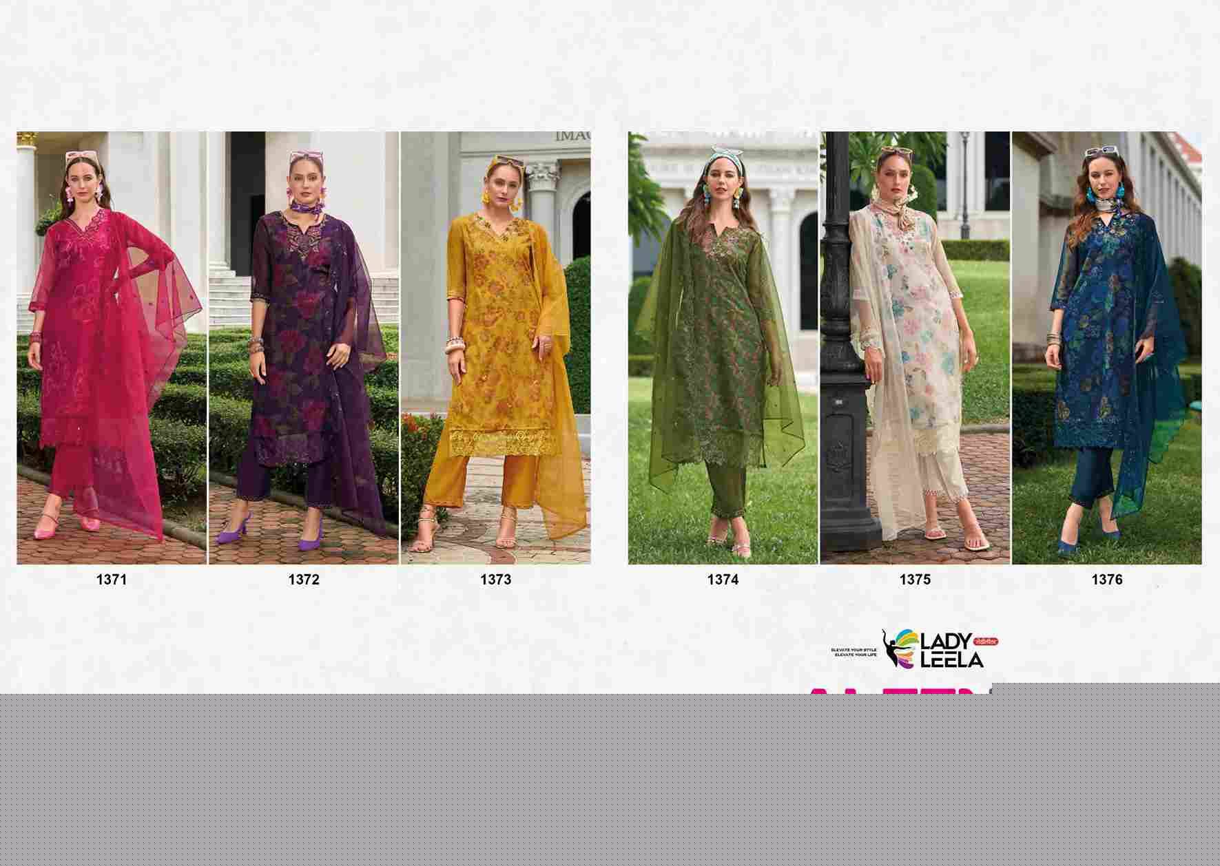 Aleena By Lady Leela 1371 To 1376 Series Designer Festive Suits Beautiful Fancy Stylish Colorful Party Wear & Occasional Wear Organza Embroidered Dresses At Wholesale Price