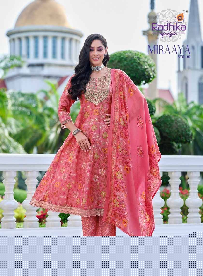 Miraaya Vol-1 By Radhika Lifestyle 1001 To 1006 Series Beautiful Festive Suits Colorful Stylish Fancy Casual Wear & Ethnic Wear Shimmer Foil Dresses At Wholesale Price