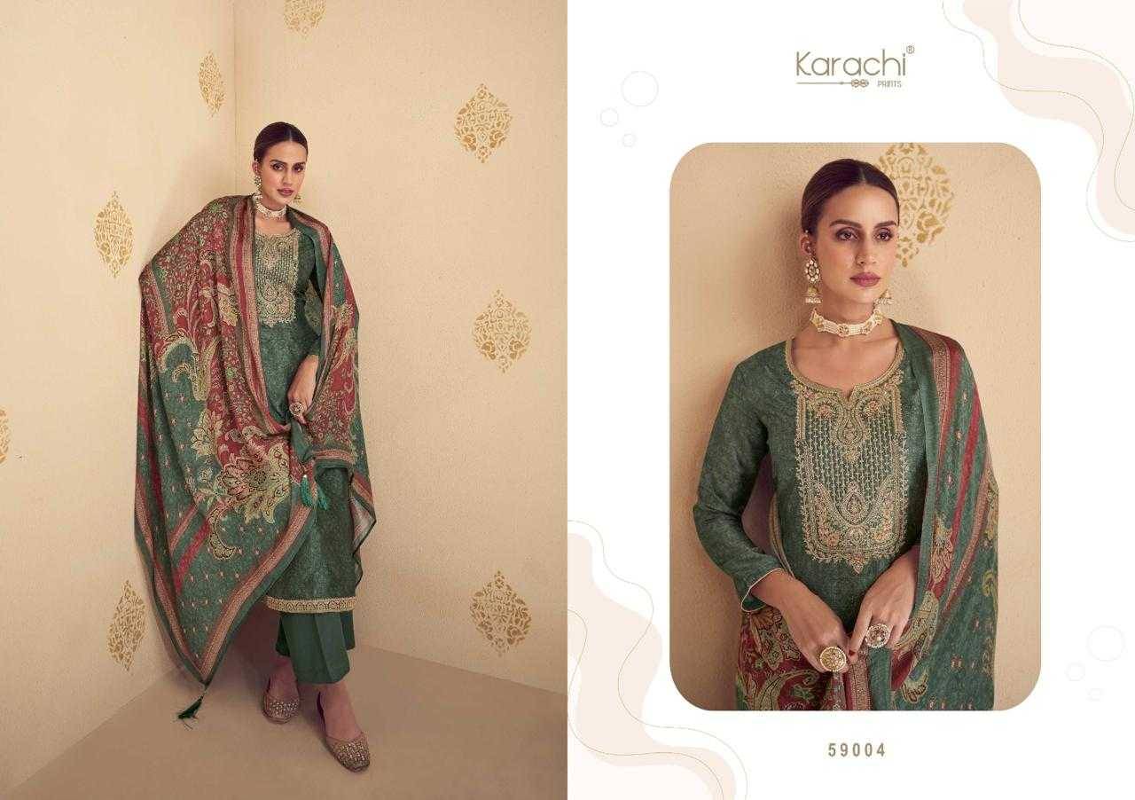 Shehnaaz By Karachi Prints 59001 To 59004 Series Beautiful Festive Suits Colorful Stylish Fancy Casual Wear & Ethnic Wear Pure Russian Silk Print With Work Dresses At Wholesale Price