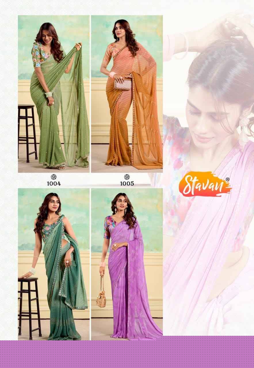 Nairobi By Stavan 1001 To 1010 Series Indian Traditional Wear Collection Beautiful Stylish Fancy Colorful Party Wear & Occasional Wear Weightless Sarees At Wholesale Price