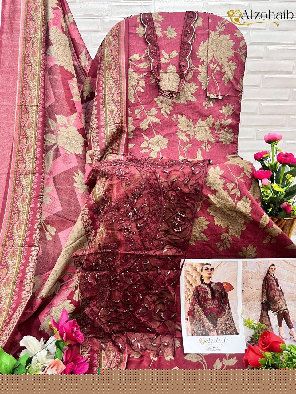 Alzohaib 1084 Series By Alzohaib 1084 To 1085 Series Beautiful Pakistani Suits Stylish Fancy Colorful Party Wear & Occasional Wear Pure Cotton Print Dresses At Wholesale Price