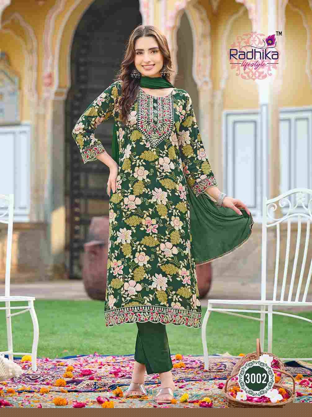 Rivazo Vol-3 By Radhika Lifestyle 3001 To 3006 Series Designer Stylish Fancy Colorful Beautiful Party Wear & Ethnic Wear Collection Rayon Print Dresses At Wholesale Price