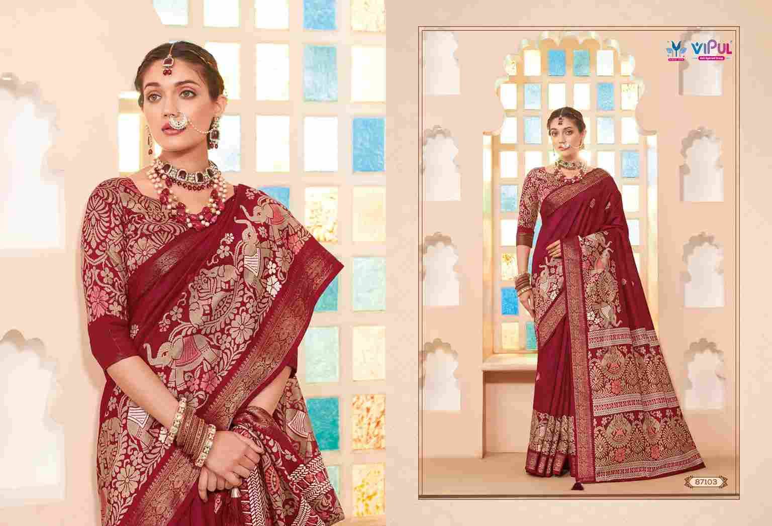 Kalyanam Silk By Vipul Fashion 87102 To 87109 Series Indian Traditional Wear Collection Beautiful Stylish Fancy Colorful Party Wear & Occasional Wear Silk Sarees At Wholesale Price