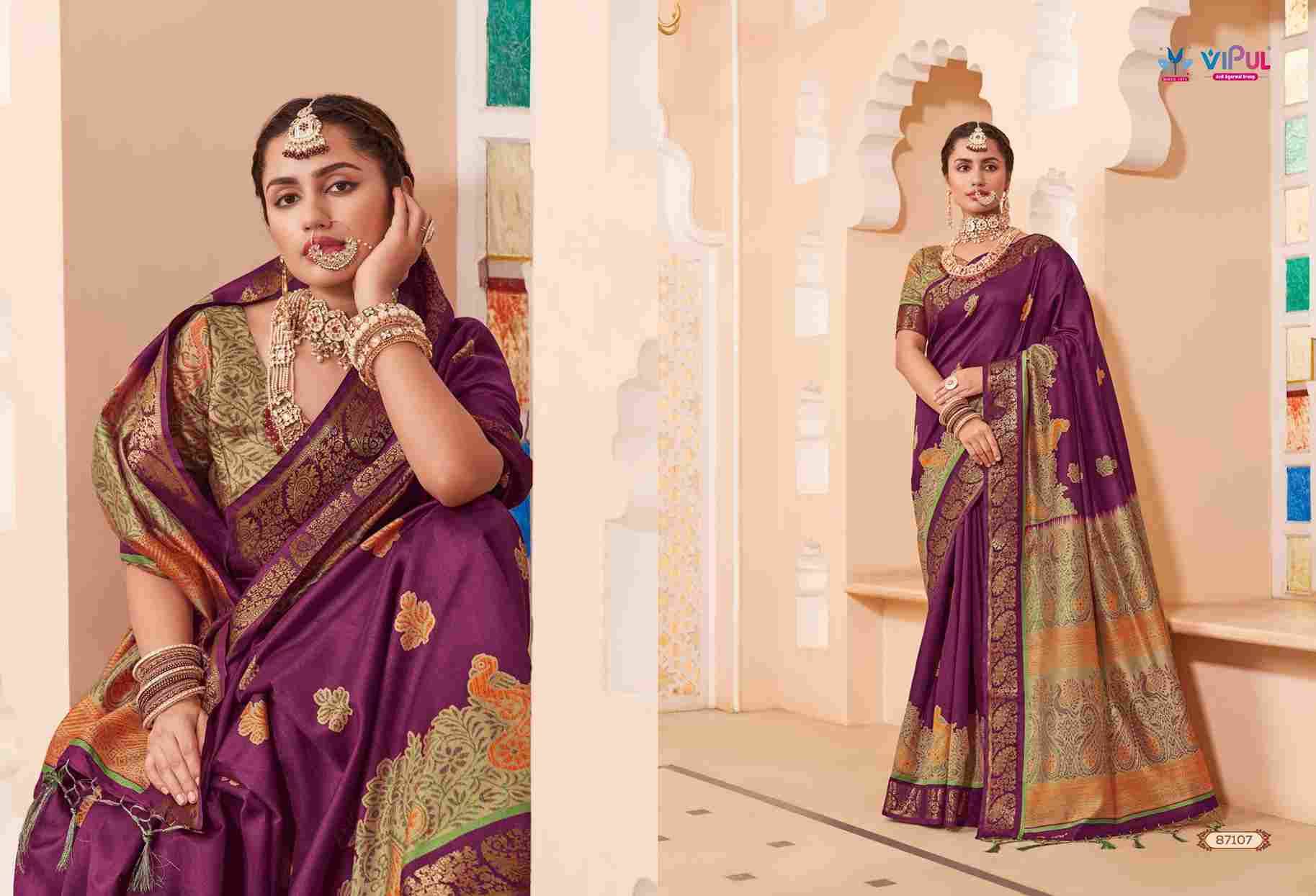 Kalyanam Silk By Vipul Fashion 87102 To 87109 Series Indian Traditional Wear Collection Beautiful Stylish Fancy Colorful Party Wear & Occasional Wear Silk Sarees At Wholesale Price