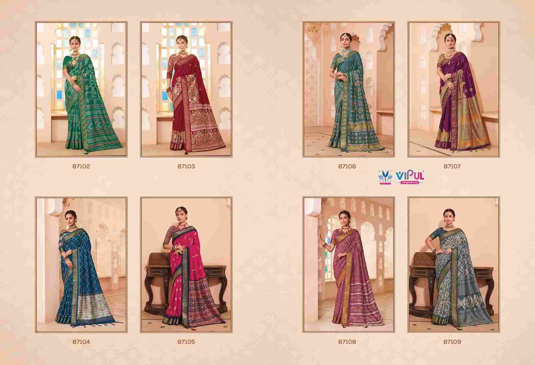 Kalyanam Silk By Vipul Fashion 87102 To 87109 Series Indian Traditional Wear Collection Beautiful Stylish Fancy Colorful Party Wear & Occasional Wear Silk Sarees At Wholesale Price