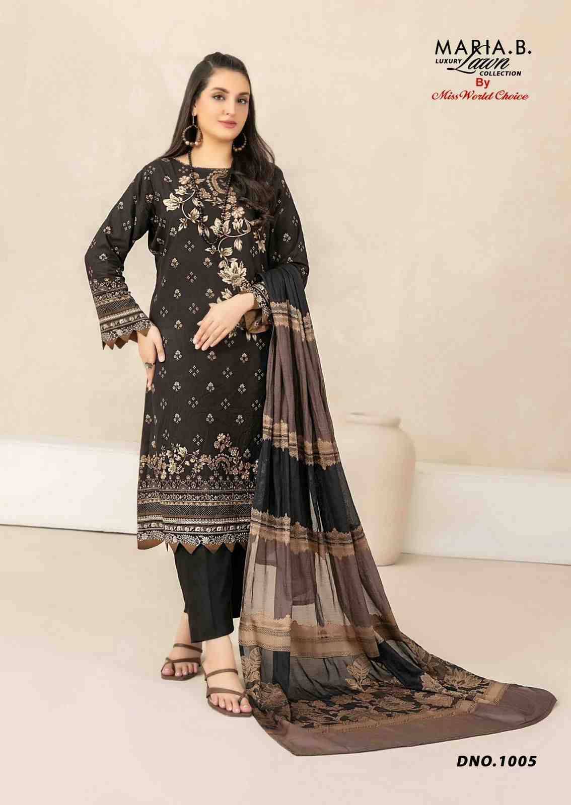 Maria.B. Luxury Lawn Collection By Miss World Choice 1001 To 1006 Series Beautiful Festive Suits Stylish Fancy Colorful Casual Wear & Ethnic Wear Lawn Cotton Print Dresses At Wholesale Price