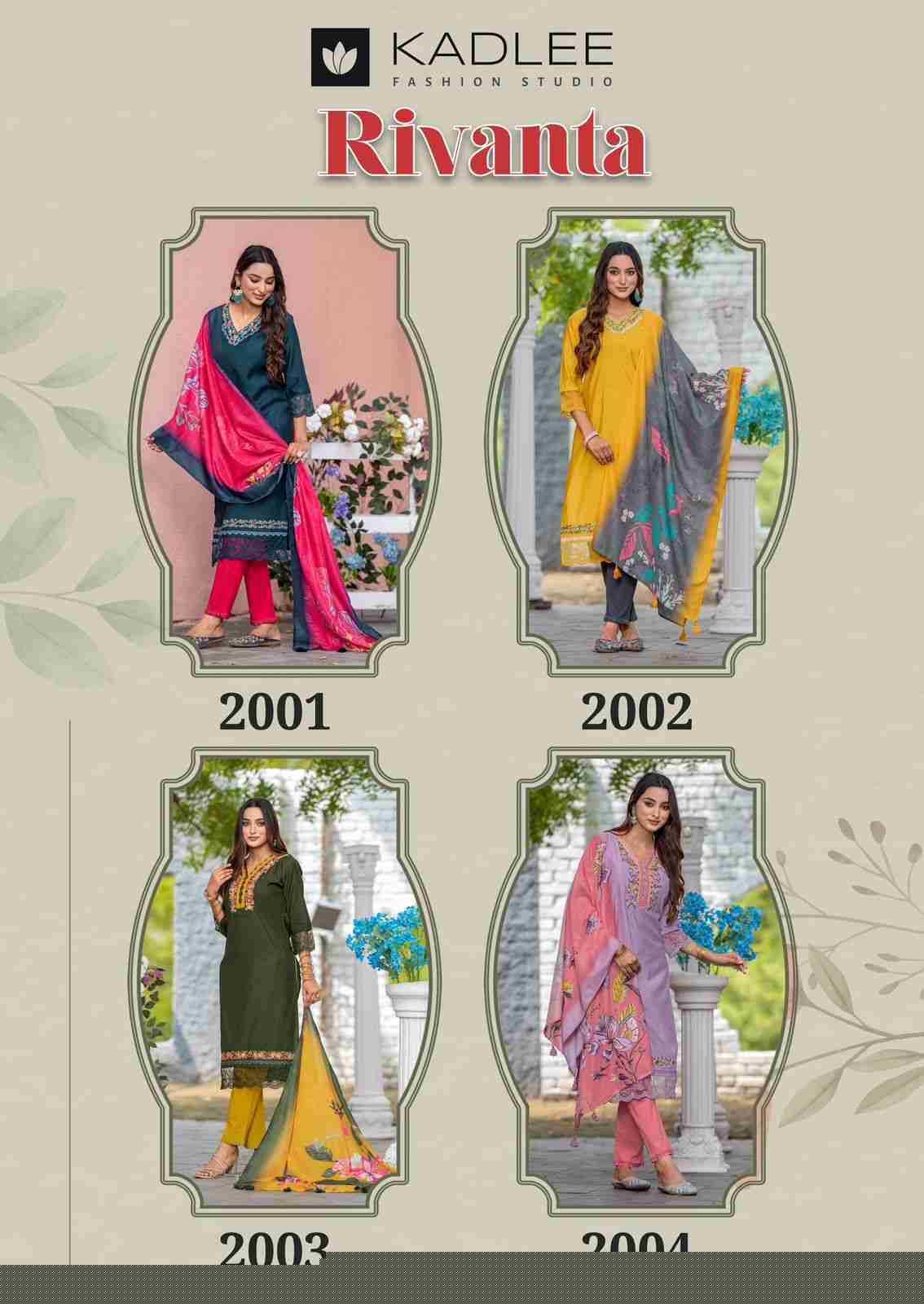 Rivanta By Kadlee 2001 To 2004 Series Beautiful Festive Suits Colorful Stylish Fancy Casual Wear & Ethnic Wear Heavy Viscose Dresses At Wholesale Price