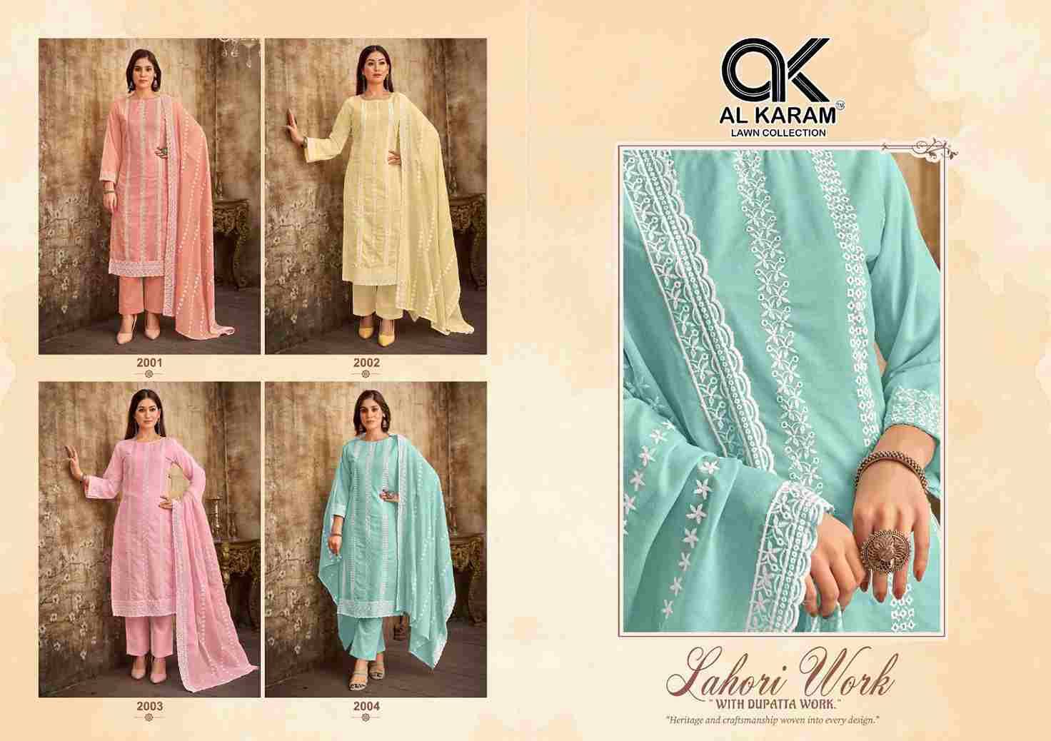 Lahori Work By Al Karam Lawn Collection 2001 To 2004 Series Beautiful Pakistani Suits Stylish Fancy Colorful Casual Wear & Ethnic Wear Pure Cotton Print Dresses At Wholesale Price