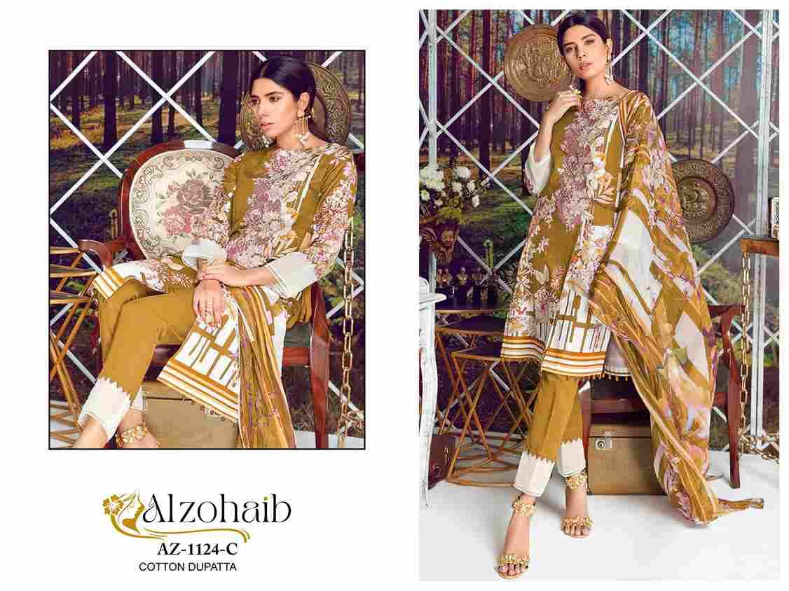 Alzohaib 1124 Colours By Alzohaib 1124-A To 1124-C Series Beautiful Festive Suits Colorful Stylish Fancy Casual Wear & Ethnic Wear Pure Cotton Print Dresses At Wholesale Price
