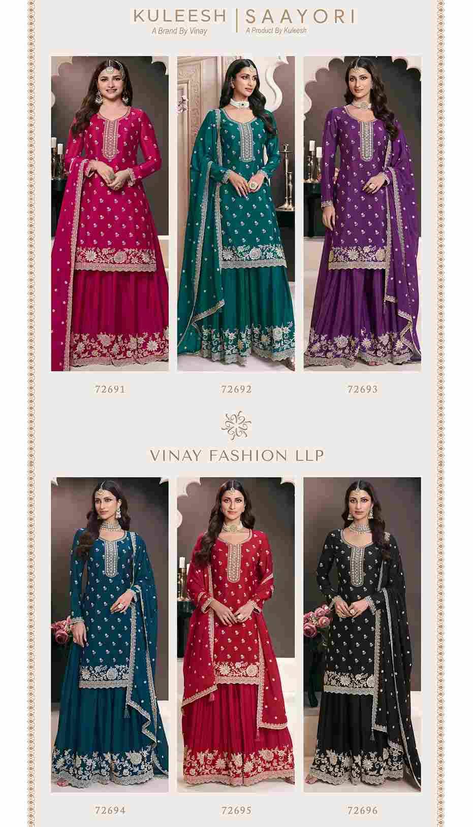 Saayori By Vinay Fashion 72691 To 72696 Series Designer Festive Suits Collection Beautiful Stylish Fancy Colorful Party Wear & Occasional Wear Chinnon Dresses At Wholesale Price