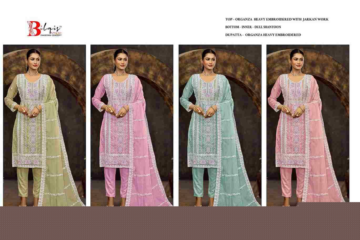 Bilqis 129 Colours By Bilqis 129-A To 129-D Series Beautiful Pakistani Suits Stylish Fancy Colorful Party Wear & Occasional Wear Organza Embroidery Dresses At Wholesale Price