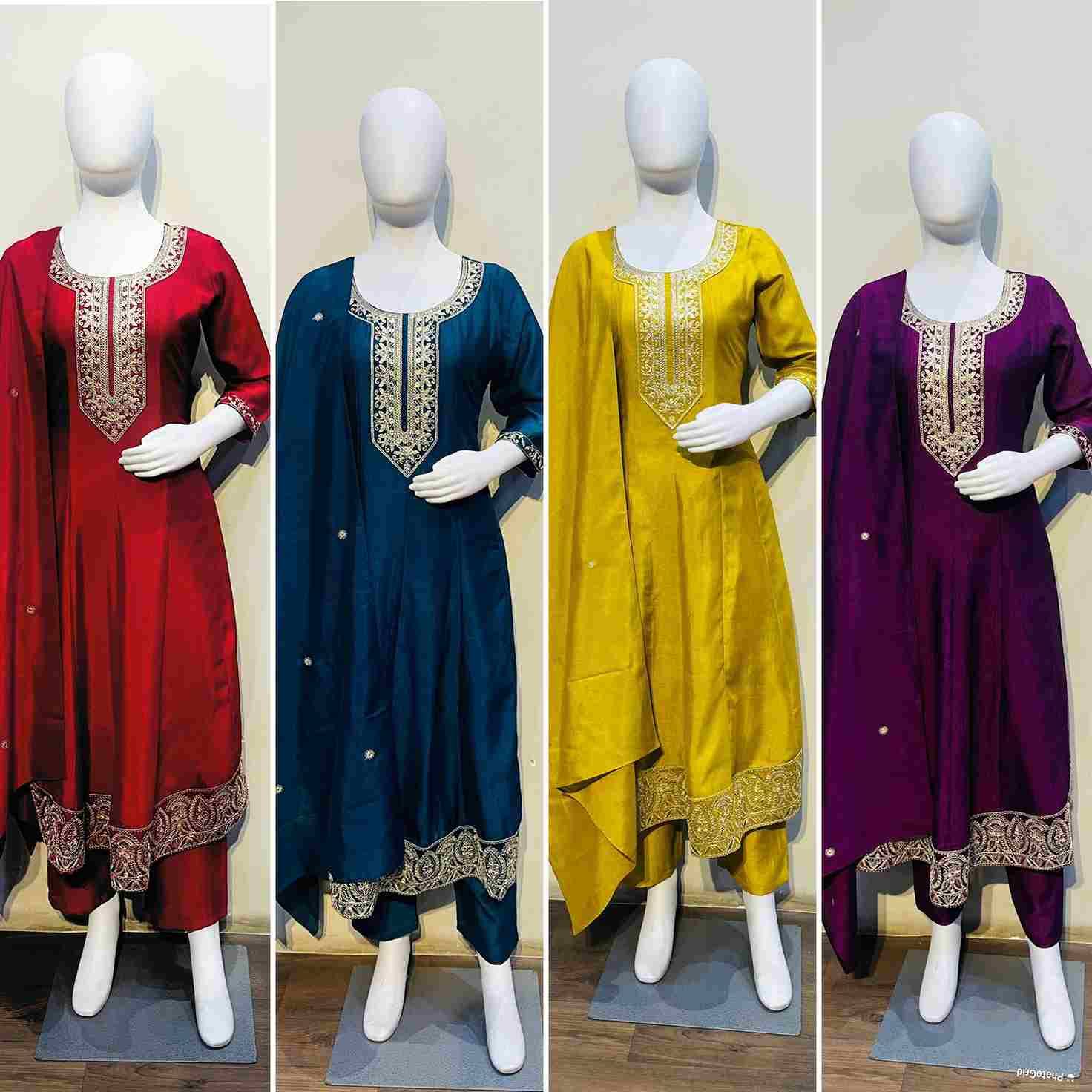 Anaya By Fashid Wholesale 01 To 04 Series Designer Beautiful Stylish Fancy Colorful Party Wear & Occasional Wear Vichitra Embroidered Dresses At Wholesale Price