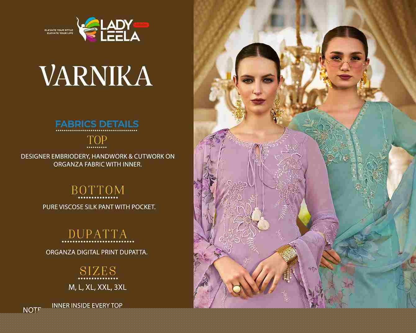 Varnika By Lady Leela 1001 To 1006 Series Designer Festive Suits Collection Beautiful Stylish Fancy Colorful Party Wear & Occasional Wear Organza Dresses At Wholesale Price