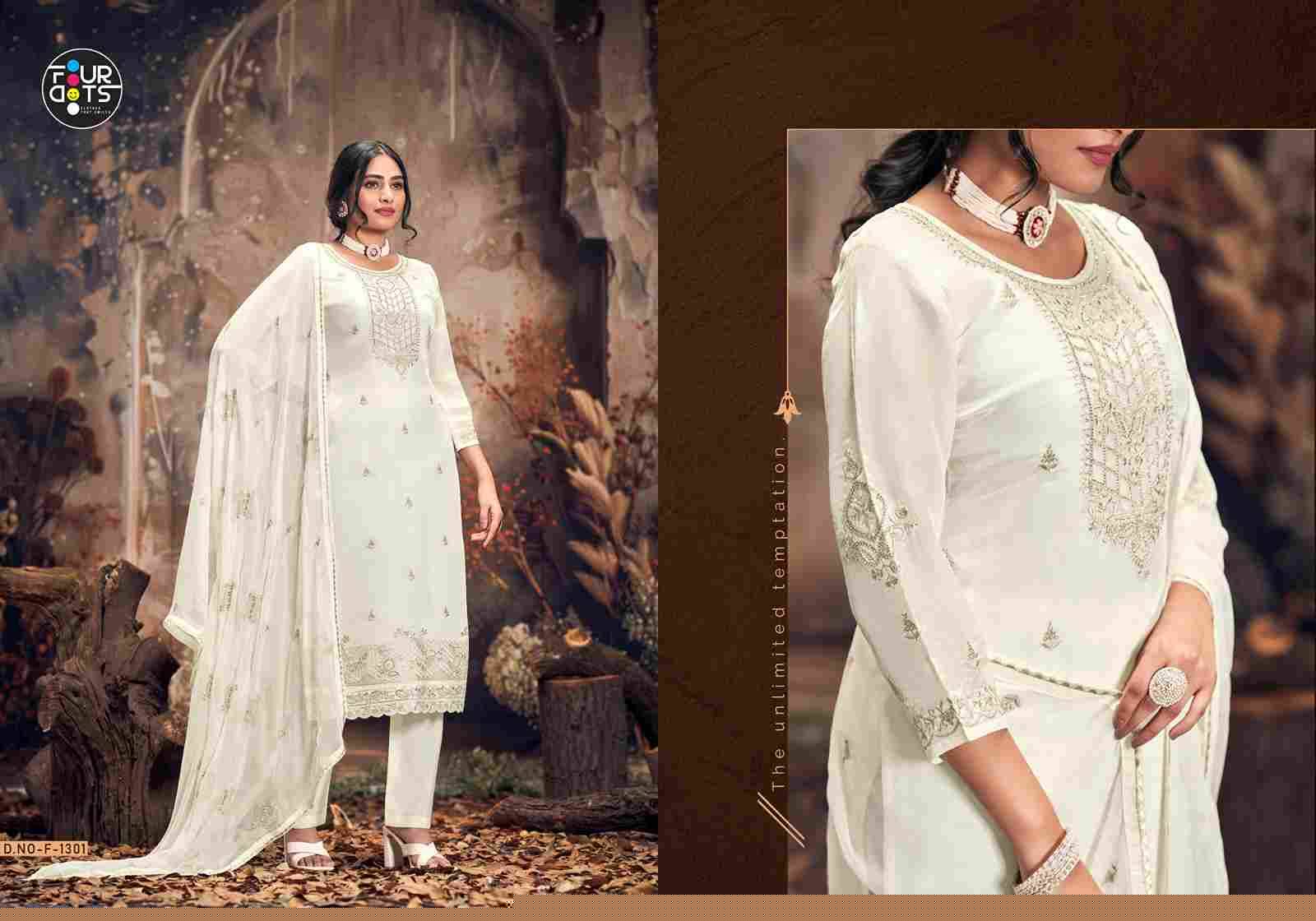 White House By Four Dots 1301 To 1302 Series Beautiful Festive Suits Colorful Stylish Fancy Casual Wear & Ethnic Wear Viscose Organza Dresses At Wholesale Price