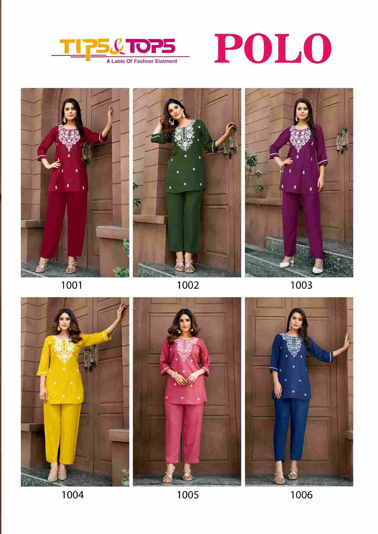 Polo By Tips And Tops 1001 To 1006 Series Designer Stylish Fancy Colorful Beautiful Party Wear & Ethnic Wear Collection Rayon Slub Co-Ords At Wholesale Price
