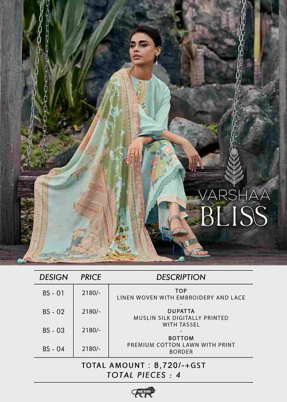 Bliss By Varshaa 01 To 04 Series Beautiful Festive Suits Colorful Stylish Fancy Casual Wear & Ethnic Wear Linen Dresses At Wholesale Price