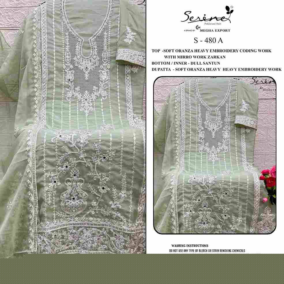 Serene Hit Design S-480 Colours By Serene S-480-A To S-480-D Series Designer Pakistani Suits Beautiful Fancy Colorful Stylish Party Wear & Occasional Wear Soft Organza Embroidered Dresses At Wholesale Price
