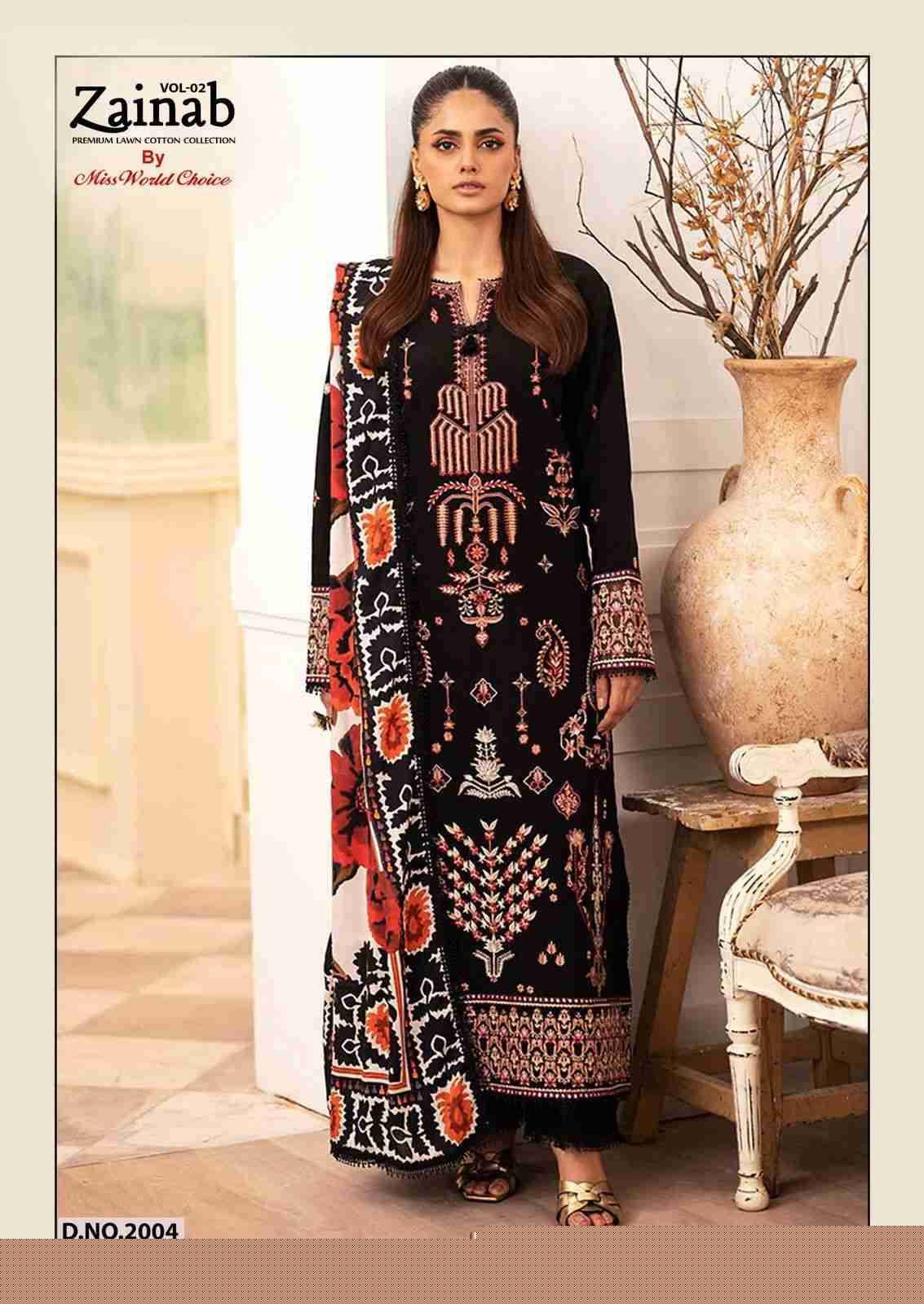 Zainab Vol-2 By Miss World Choice 2001 To 2006 Series Beautiful Festive Suits Colorful Stylish Fancy Casual Wear & Ethnic Wear Lawn Cotton Embroidered Dresses At Wholesale Price