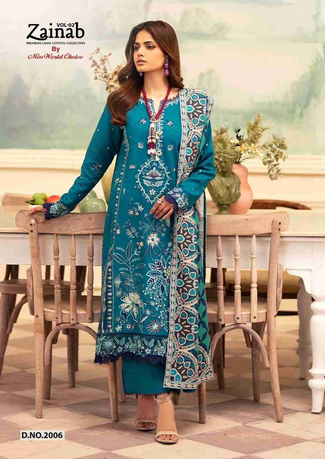 Zainab Vol-2 By Miss World Choice 2001 To 2006 Series Beautiful Festive Suits Colorful Stylish Fancy Casual Wear & Ethnic Wear Lawn Cotton Embroidered Dresses At Wholesale Price