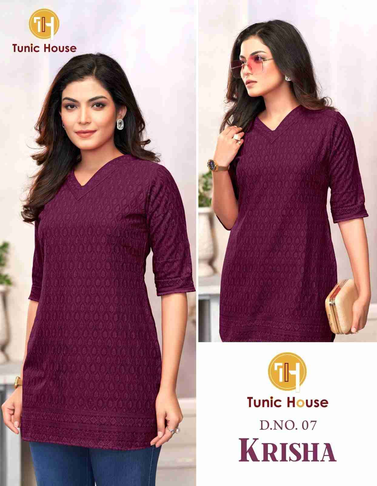Krisha By Tunic House Designer Stylish Fancy Colorful Beautiful Party Wear & Ethnic Wear Collection Viscose Rayon With Work Tops At Wholesale Price
