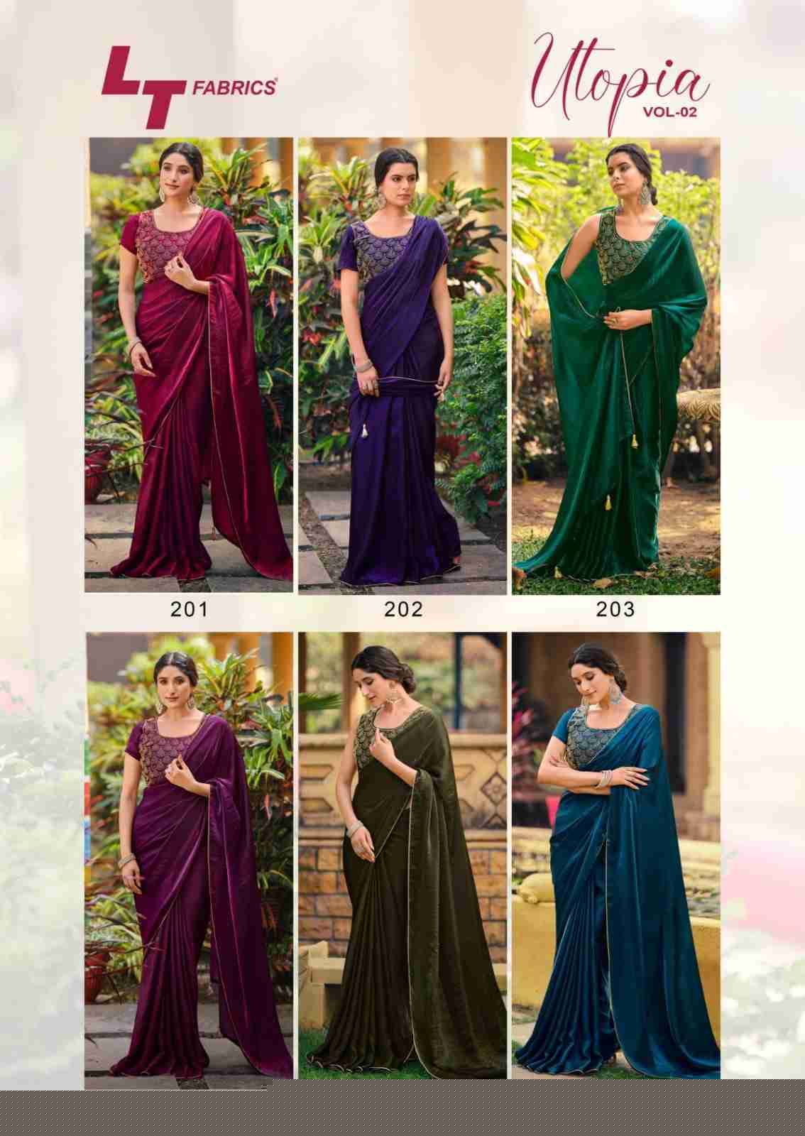 Utopia Vol-2 By Lt Fabrics 201 To 206 Series Indian Traditional Wear Collection Beautiful Stylish Fancy Colorful Party Wear & Occasional Wear Nc Malai Silk Sarees At Wholesale Price