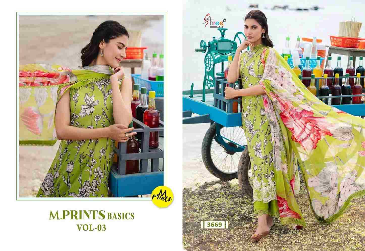 M.Prints Basics Vol-3 By Shree Fabs 3669 To 3674 Series Pakistani Suits Collection Beautiful Stylish Fancy Colorful Party Wear & Occasional Wear Pure Cotton Print With Work Dresses At Wholesale Price