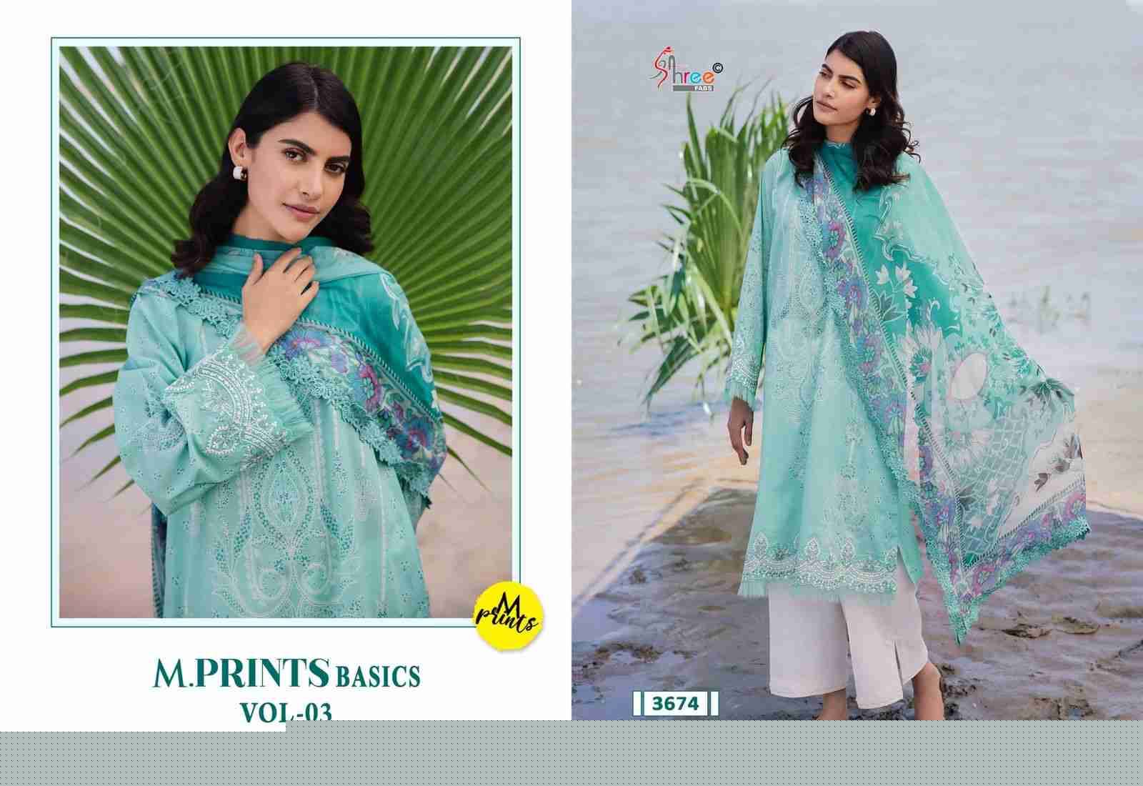 M.Prints Basics Vol-3 By Shree Fabs 3669 To 3674 Series Pakistani Suits Collection Beautiful Stylish Fancy Colorful Party Wear & Occasional Wear Pure Cotton Print With Work Dresses At Wholesale Price