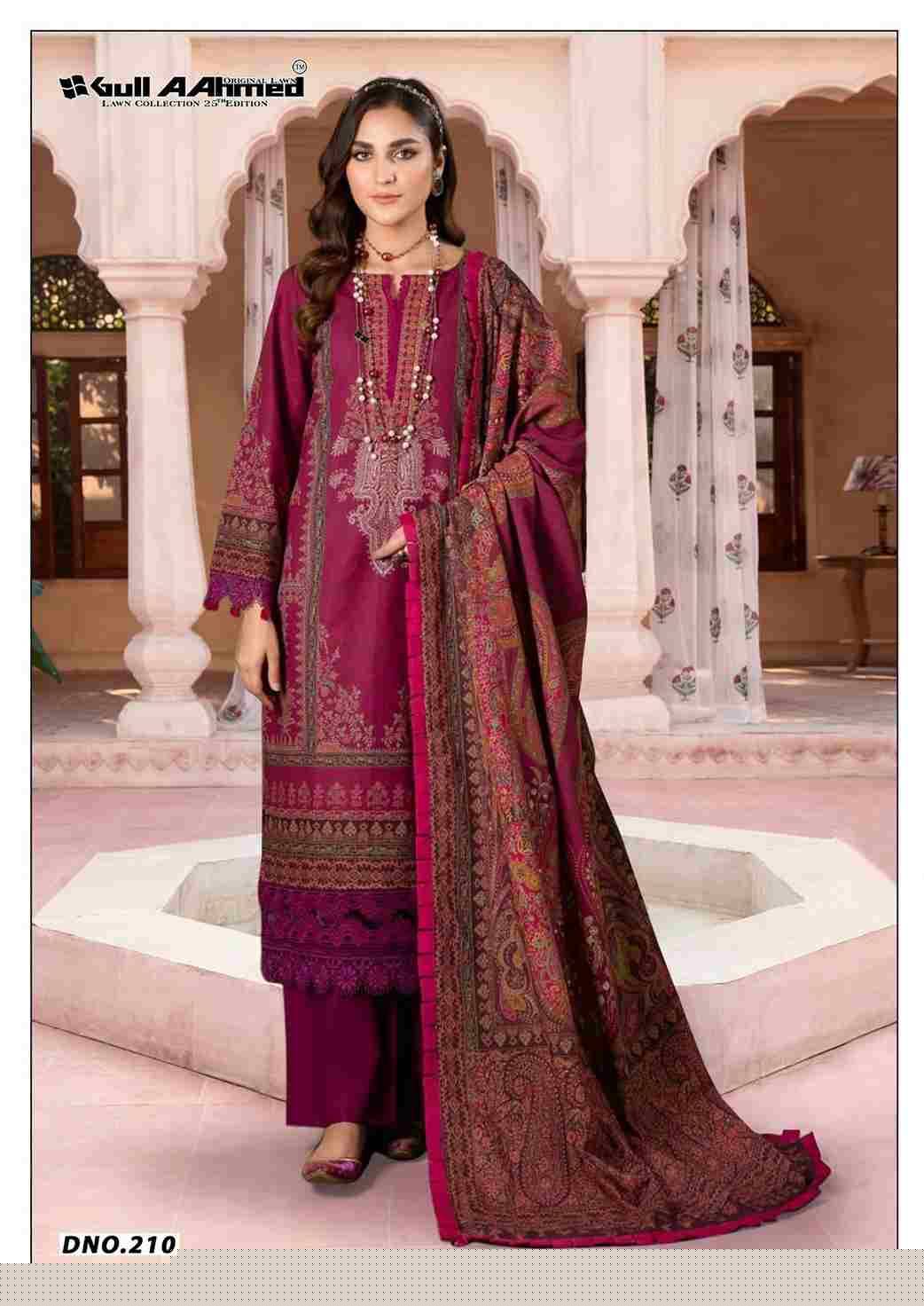 Gull Aahmed Lawn Collection Vol-25 By Gull Aahmed 209 To 214 Series Beautiful Festive Suits Stylish Fancy Colorful Casual Wear & Ethnic Wear Pure Lawn Dresses At Wholesale Price