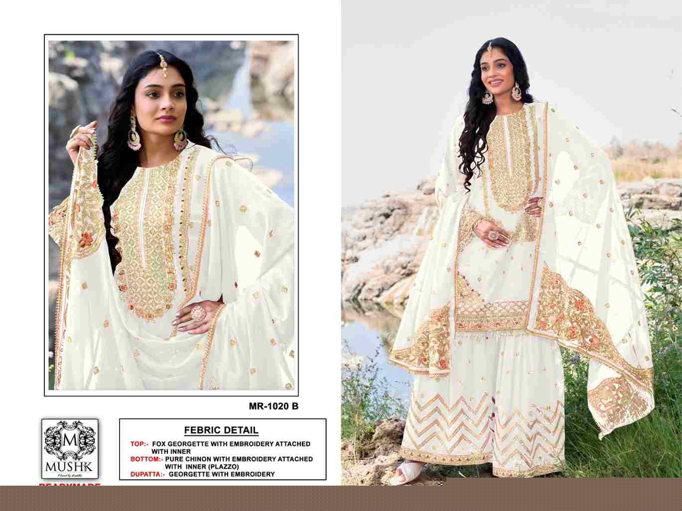Mushk Hit Design R-1020 Colours By Mushk R-1020-A To R-1020-D Series Beautiful Winter Collection Pakistani Suits Stylish Fancy Colorful Casual Wear & Ethnic Wear Heavy Georgette Embroidery Dresses At Wholesale Price
