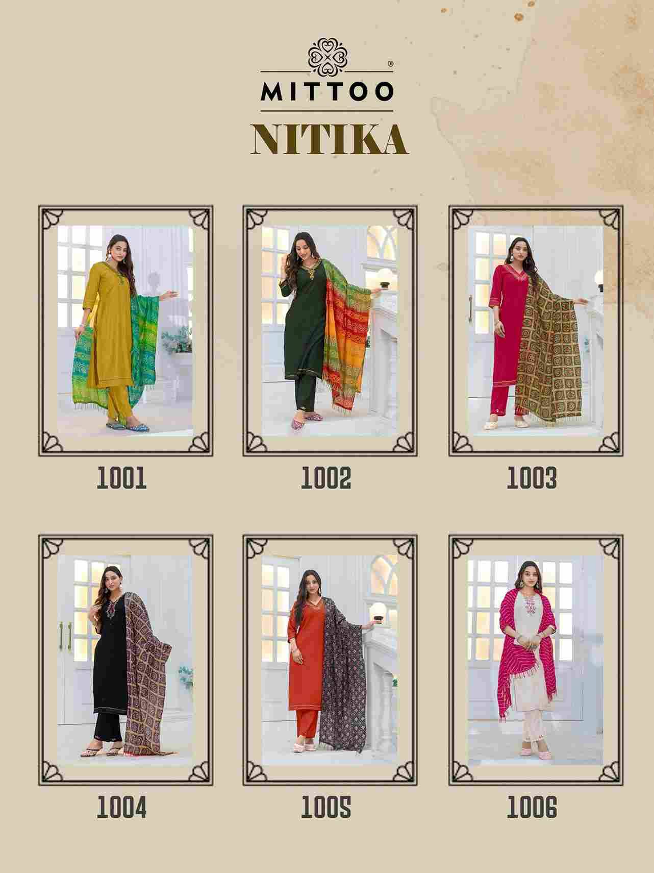 Nitika By Mittoo 1001 To 1006 Series Beautiful Festive Suits Colorful Stylish Fancy Casual Wear & Ethnic Wear Heavy Viscose Dresses At Wholesale Price