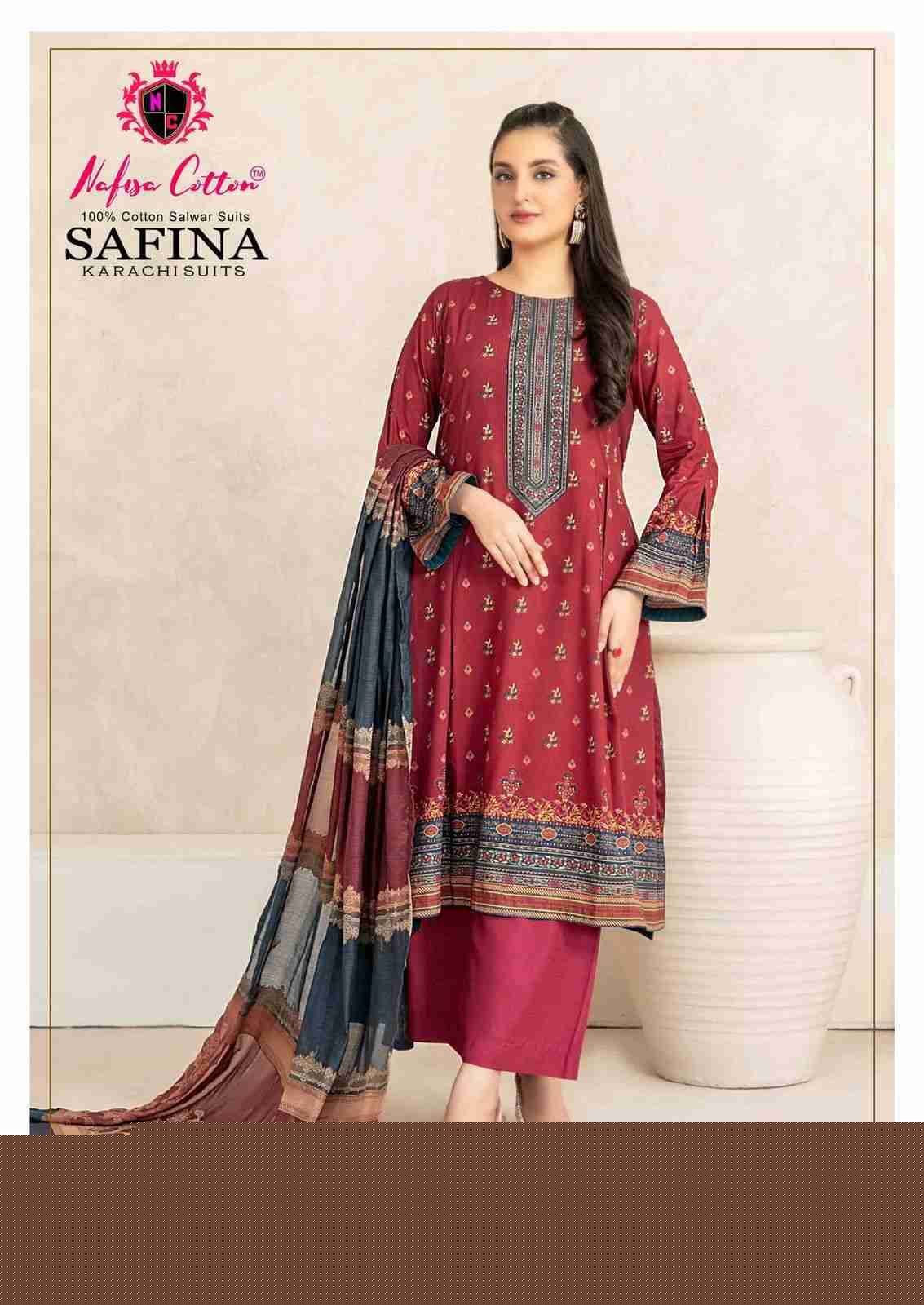 Safina Vol-13 By Nafisa Cotton 13001 To 13006 Series Beautiful Festive Suits Colorful Stylish Fancy Casual Wear & Ethnic Wear Pure Cotton Embroidered Dresses At Wholesale Price