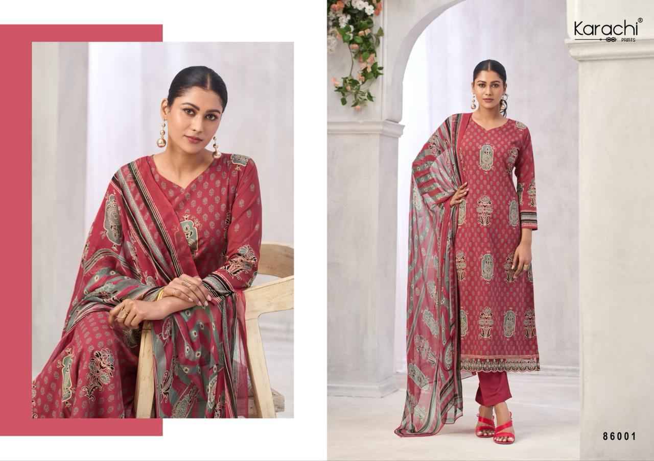 Faiza By Karachi Prints 86001 To 86004 Series Festive Suits Beautiful Fancy Colorful Stylish Party Wear & Occasional Wear Pure Cambric Dresses At Wholesale Price