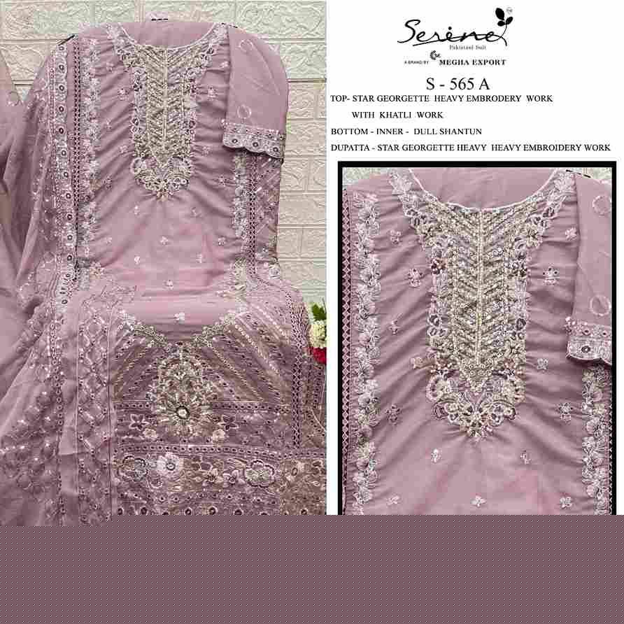 Serene Hit Design S-565 Colours By Serene S-565-A To S-565-D Series Designer Pakistani Suits Beautiful Fancy Colorful Stylish Party Wear & Occasional Wear Georgette Embroidered Dresses At Wholesale Price