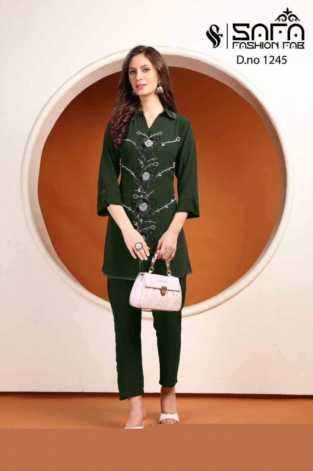 Safa 1245 Colours By Safa Fashion 1245-A To 1245-C Series Designer Pakistani Suits Collection Beautiful Stylish Fancy Colorful Party Wear & Occasional Wear Fancy Kurtis With Bottom At Wholesale Price